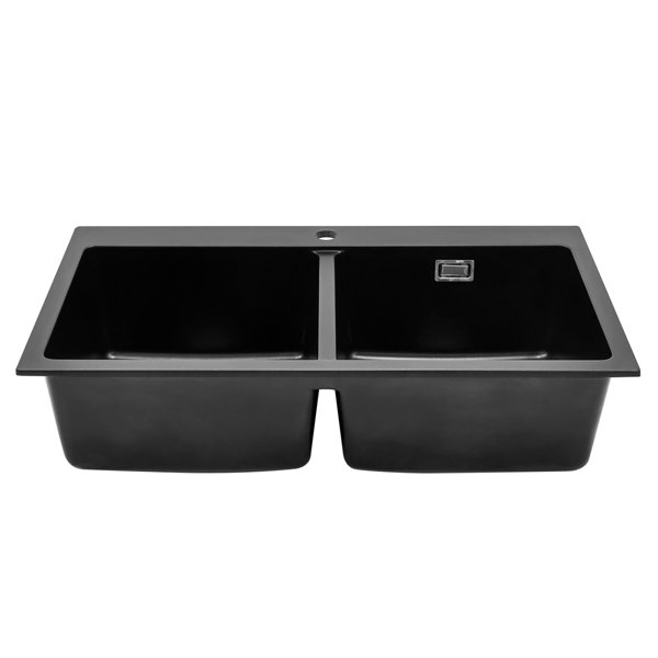 Belfry Kitchen Living And Home 490mm W Double Bowl Quartz Undermount